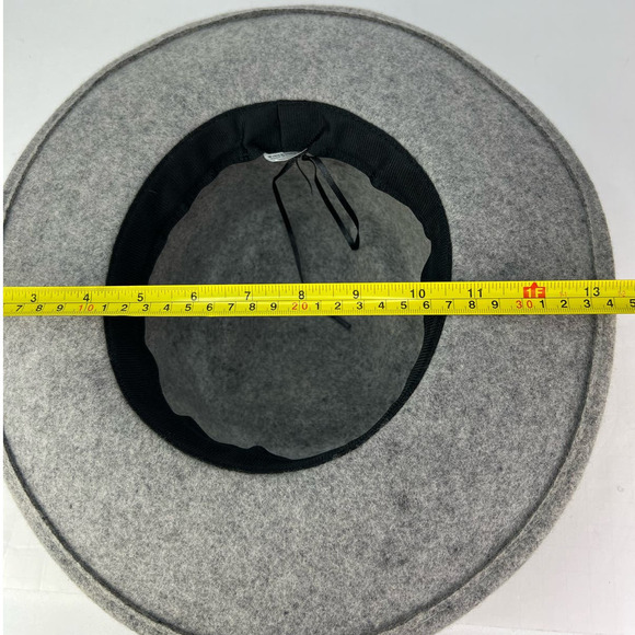 World Market Gray Wool Boho Fedora/Hat with Suede Lining 3 inch Rim - Picture 7 of 8